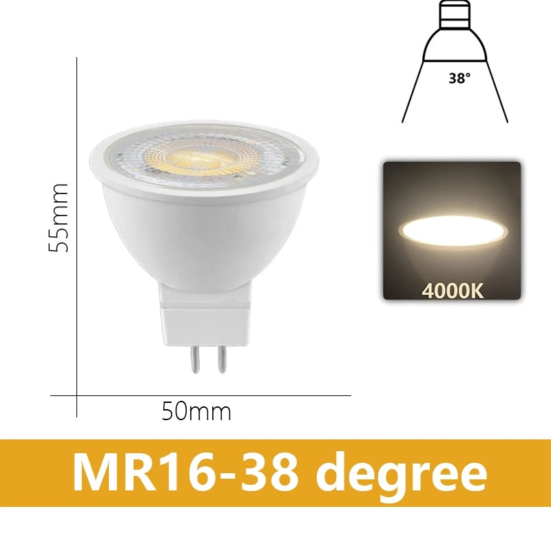 ampoules led blanc modernes 3w 5w 6w 7w 12v 3000k 4000k 6000k 120° 38°