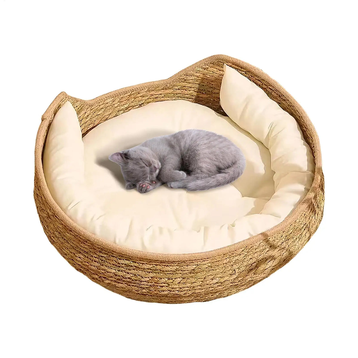 lit animal tressé bohème panier coussin doux oreillers blanc gris chambre maison