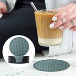 coasters acrylique noirs bleu marine modernes texture points 10cm 5cm pack pièces rangement