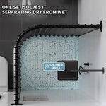 barre douche d'angle rideau moderne noir pliable carreaux texturés salle bain minimaliste