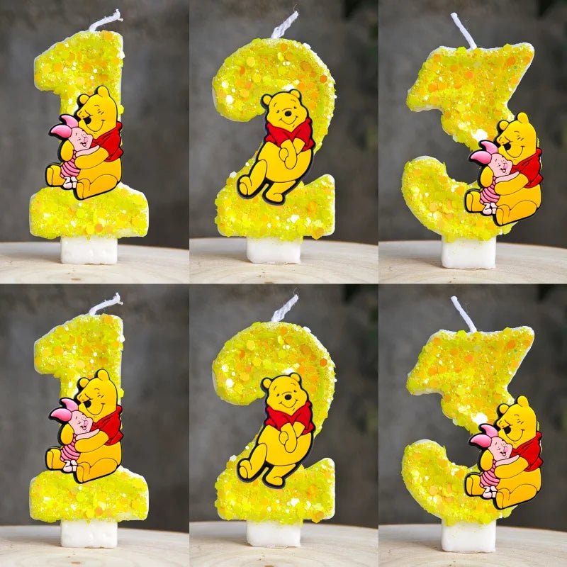 bougies chiffres winnie ourson piglet doré anniversaire enfant décorative festive themed birthday candles numbers