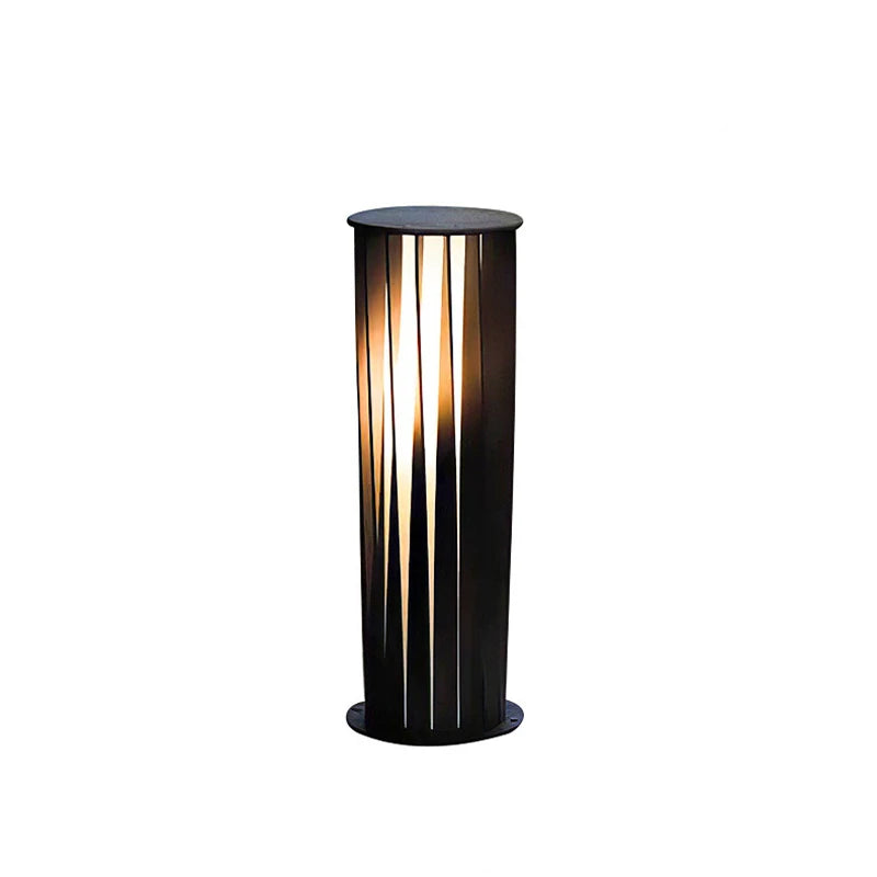 lampe extérieure moderne noir rayures dorées ip65 led waterproof 40cm base plate