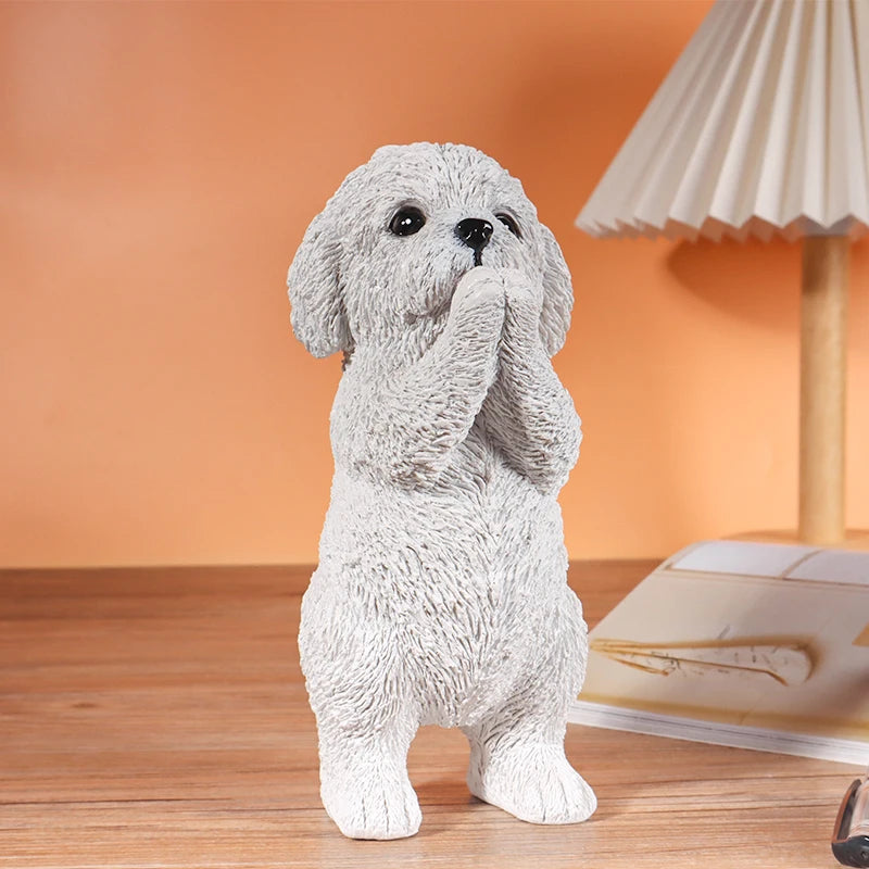 statue chien blanc peluche réaliste intérieur extérieur décoration maison jardin erotique detailledesign durable résine