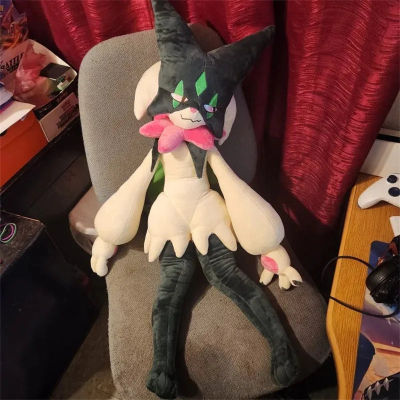 peluche pokemon meowscarada grande taille 150cm douce verte rose vif figurine collection chambre decoration