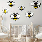 décoration murale abeille bois moderne rayures noir blanche jaune adhésif chambre enfant minimaliste