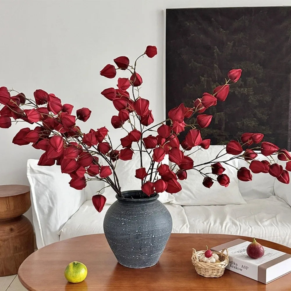 décoration intérieure branche artificielle rouge jaune feuilles coeurs moderne vert anniversaire mariage