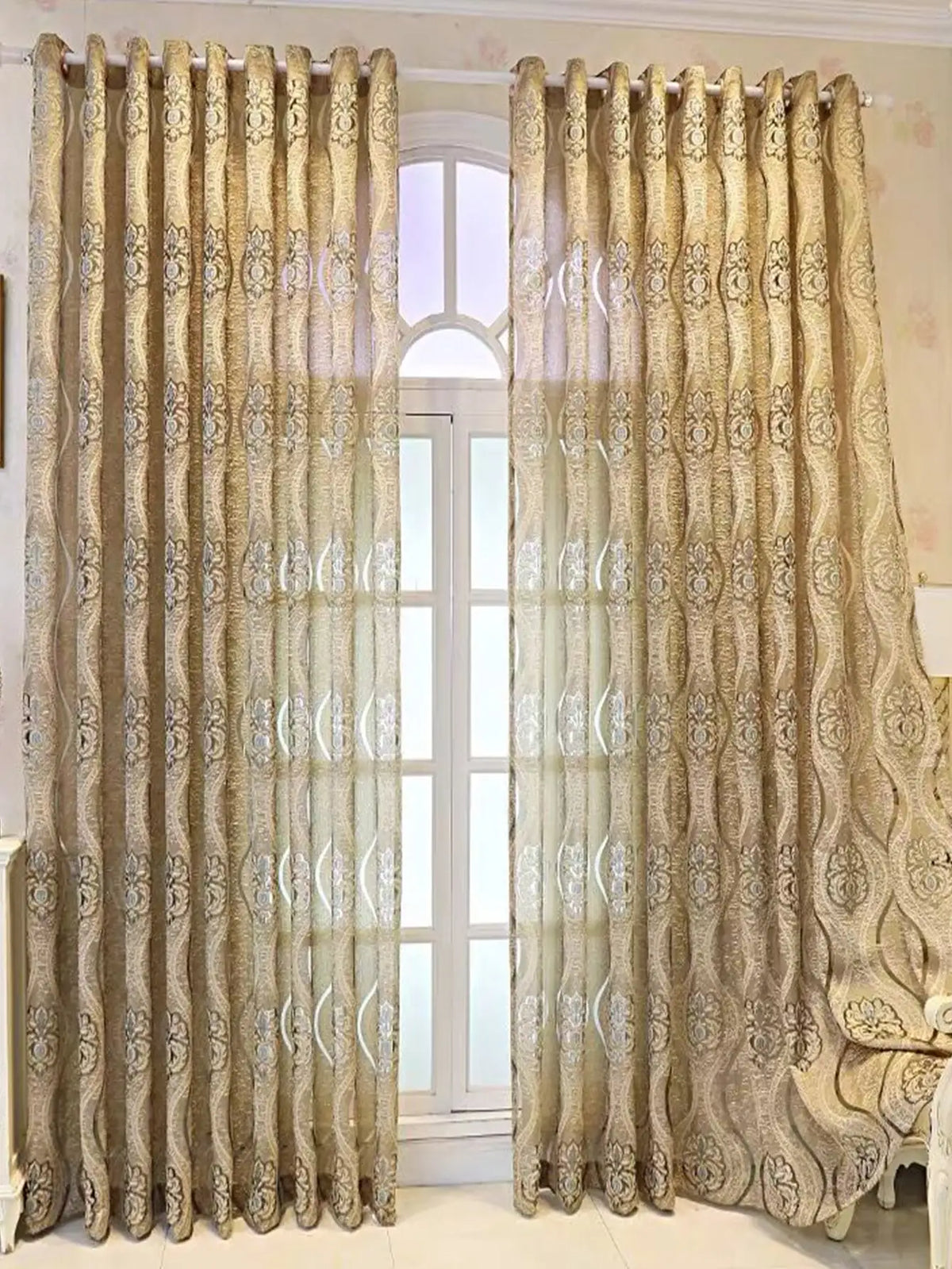 rideaux perforés européens motif floral polyester translucides salon sans fin européen ornements tringle rideaux