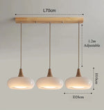 suspension lumineuse moderne orange bois naturel opacité chaînes métalliques salon restaurant étude chambre exposition