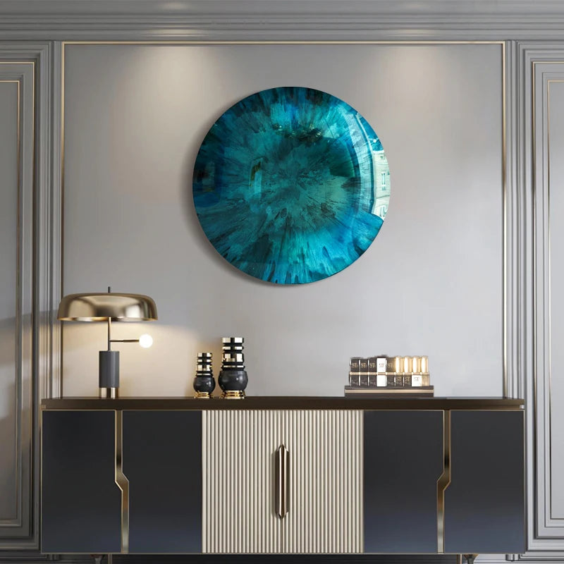 décoration murale moderne suspension métal bleu turquoise abstraite 40cm 50cm 60cm contemporaine radial semi