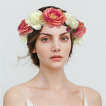 couronne fleurs artificielles bohème rouge rose blanche violette cheveux décoration mariage anniversaireintérieur