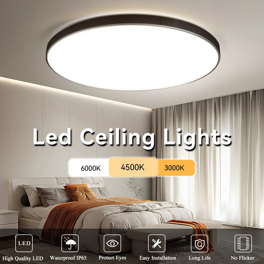 plafonnier led moderne blanc ip65 waterproof éclairage quotidien minimaliste fixations 220v