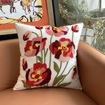 coussin décoratif brodé motifs floraux multicolore moderne maison canapé