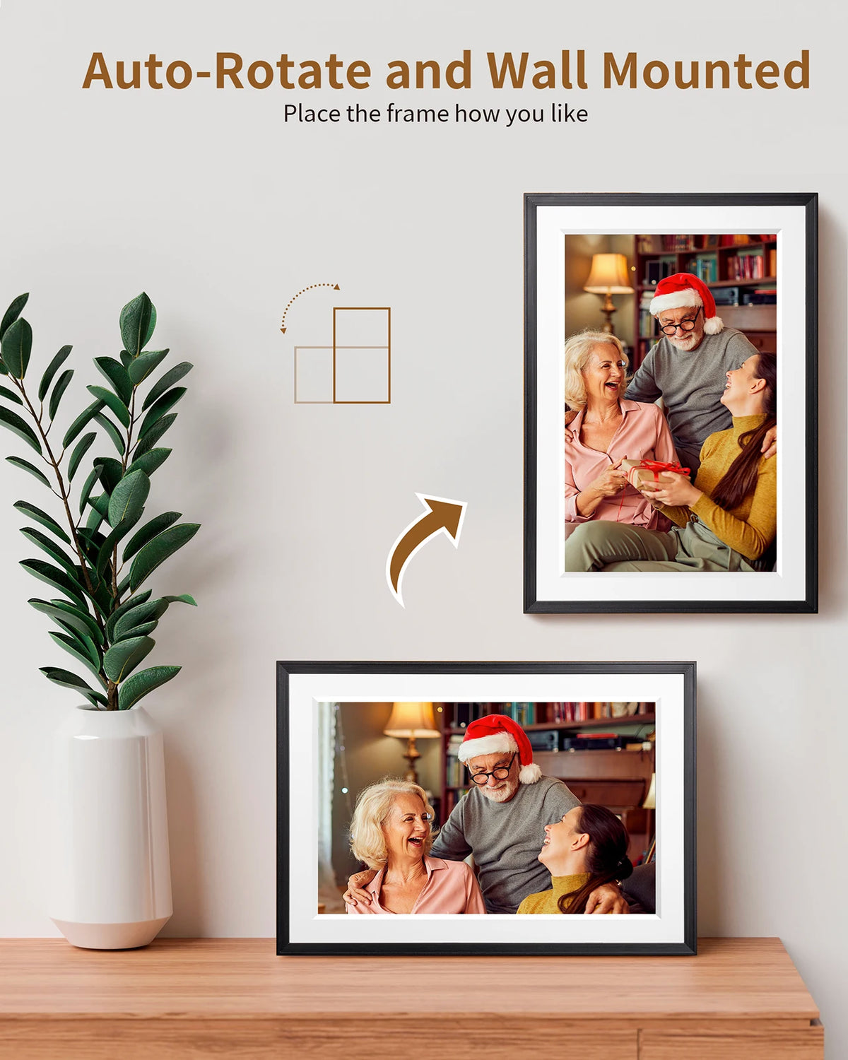 cadre photo numerique ecran tactile wifi 32go 1280x800 moderne noir blanc vibrant