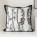 housse coussin carrée jacquard motif floral vert beige gris décoration salon chambre moderne chic