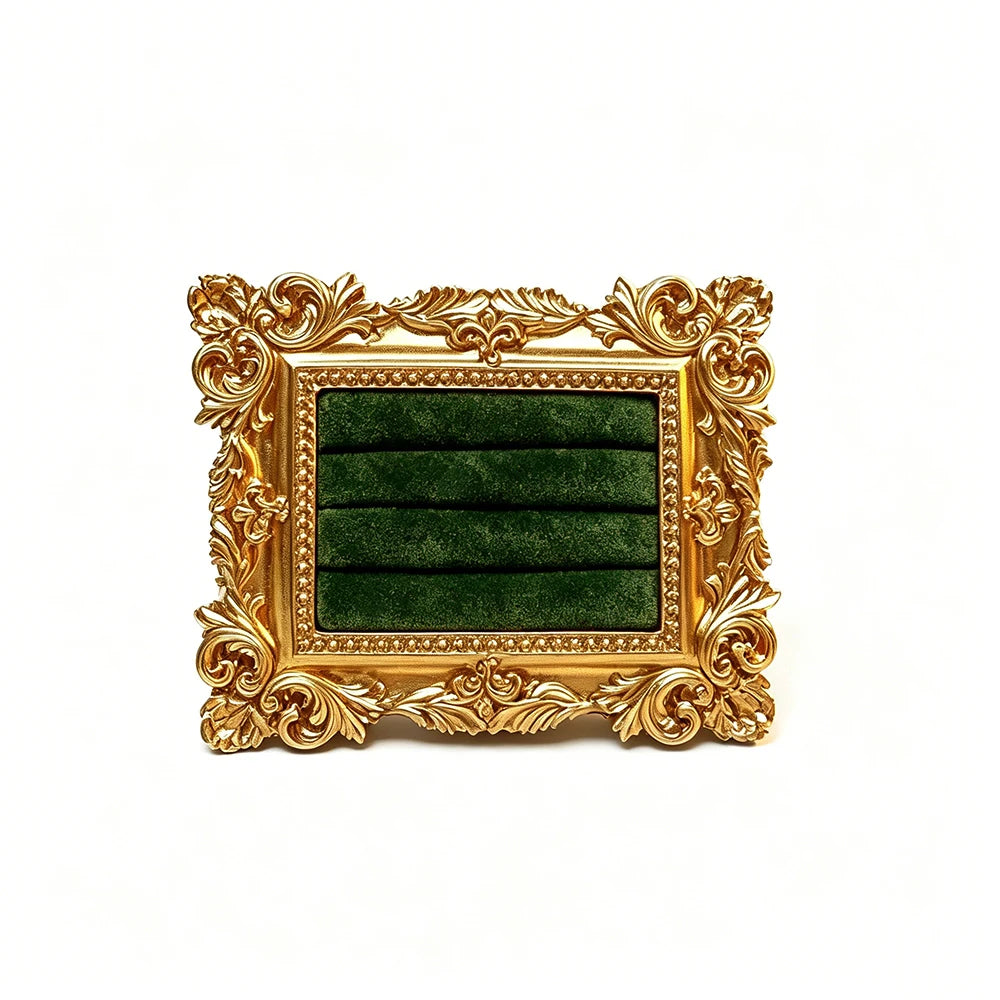support bijoux or vert blanc ornements baroques velours classique baroque