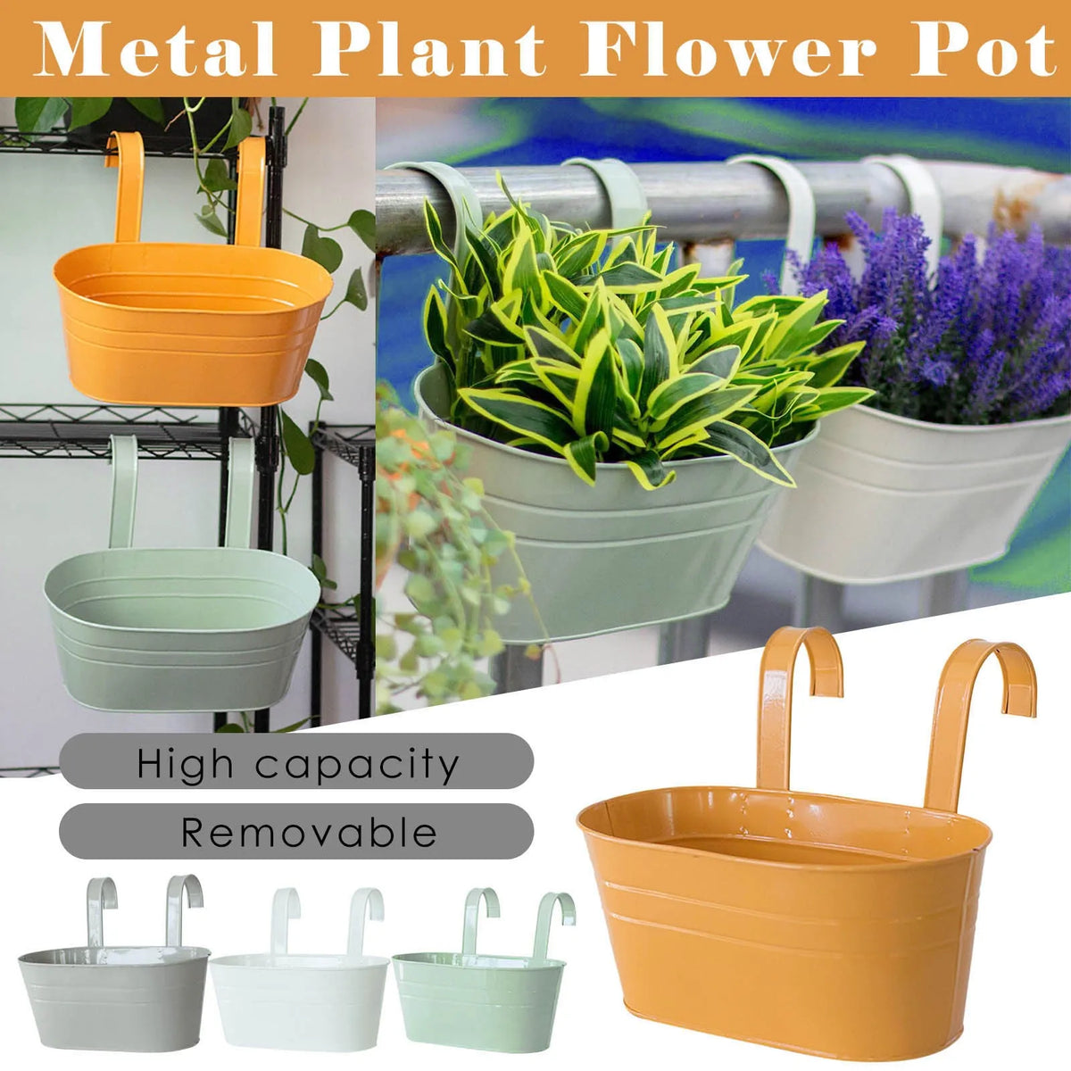 pots fleurs moderne blanc anneaux métalliques suspension mur intérieur vertical decoration plantes tray chrome