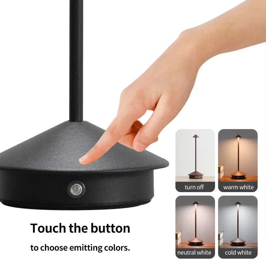 lampe table led contemporaine noire dorée tactile variable ornement décoration salon études