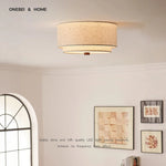 lampe moderne tissu fini beige clair éclairage led surface télécommande