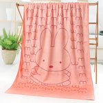 grande serviette bain microfibre enfant motif lapin doux absorbante séchage rapide coton