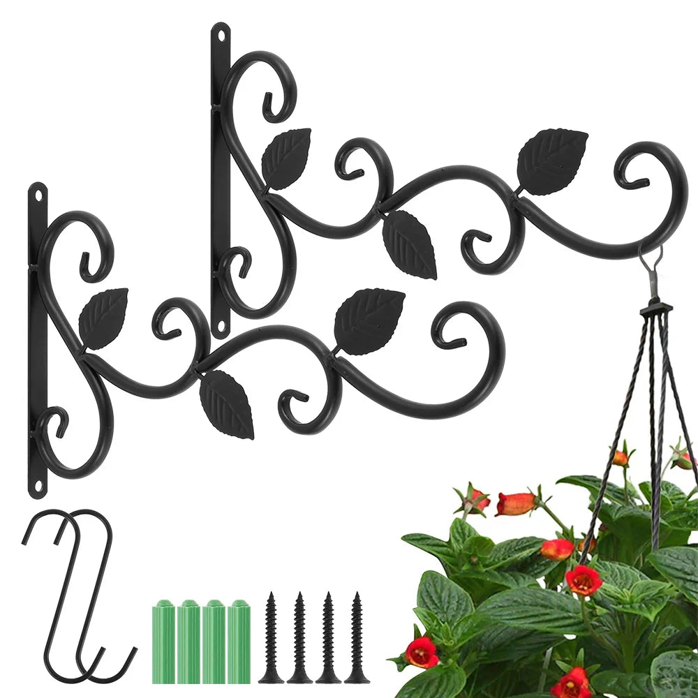support mural suspension feuilles stylisées artisanal vis noires vis vertes vintage noir rustic