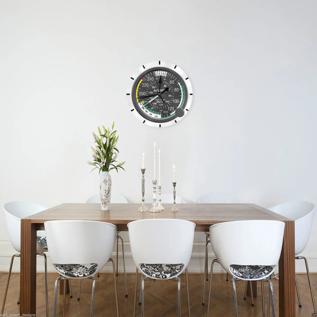 compteur vitesse mural classique quartz aiguille noir blanc vert jaune graduations vintage chambre salon