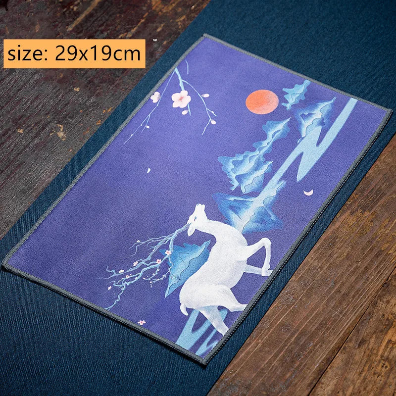 serviettes table bleu vert fleurs oiseaux paysages traditionnelles élégantes absorbantes coton thermiques