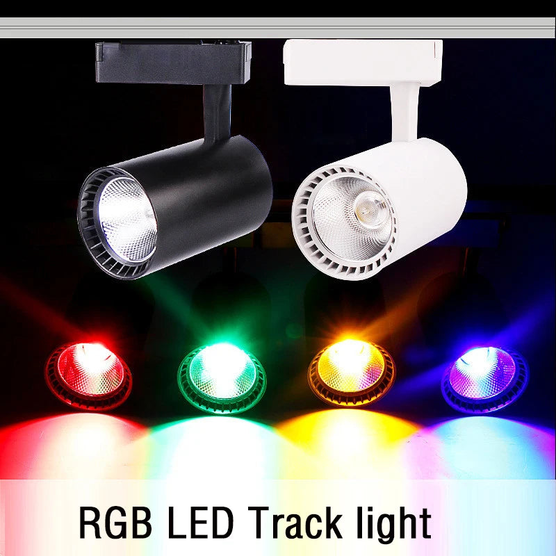 Spot lumineux LED moderne noir blanc télécommande éclairage rail acier poliflux lumineux élevé tension