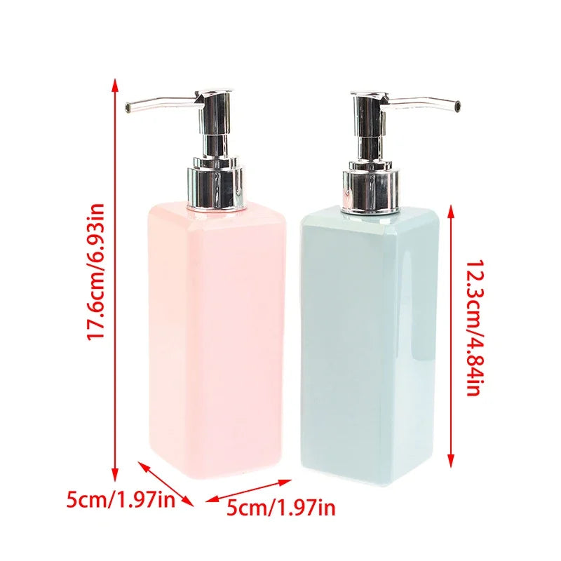 distributeur savon liquide bouteille rechargeable pompe contemporain rose clair vert pastel noir blanc mat