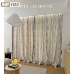 rideau imprimé floral beige noir classique maison opacité polyester