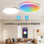 plafonnier intelligent led blanc noir télécommande rgbcw éclairage moderne