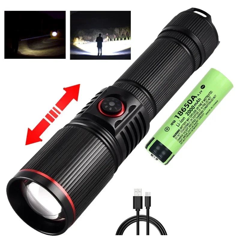 torche rechargeable 30w led noire camping intense réglable vertical moderne