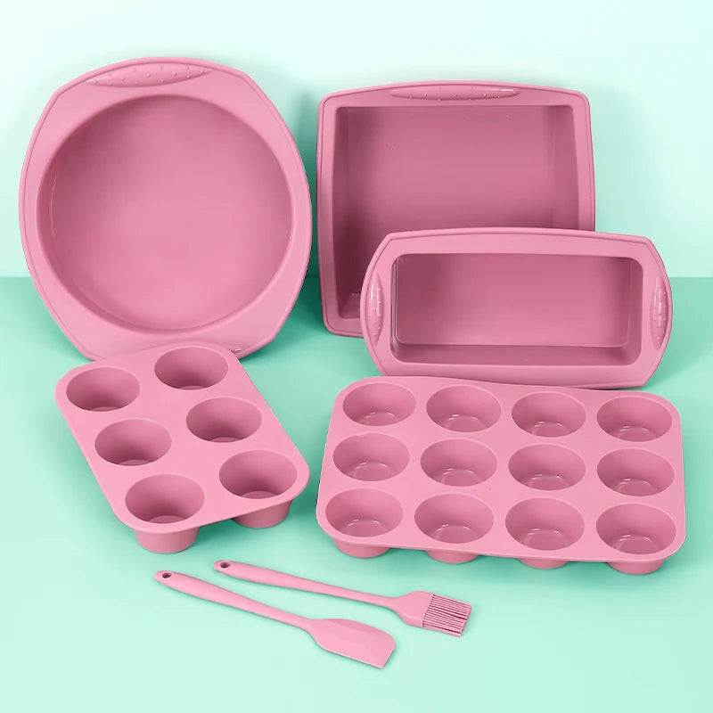 moules gâteaux silicone spatule pinceau pâte set rose clair modernes cuisine