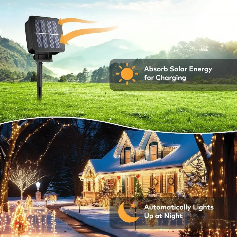 guirlande lumineuse solaire extérieur blanc chaud fil cuivre led jardin terrasse décoration nuit étanche