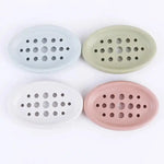 porte savon silicone vert pastel rose clair blanc bleu moderne minimaliste rond ajouré antidérapant