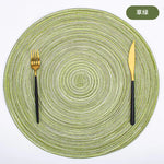 placemats tissés moderne spirale vert bleu beige gris opaques table