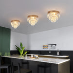 lampe suspendue cristal doré moderne élégante câbles suspendus salon chambre