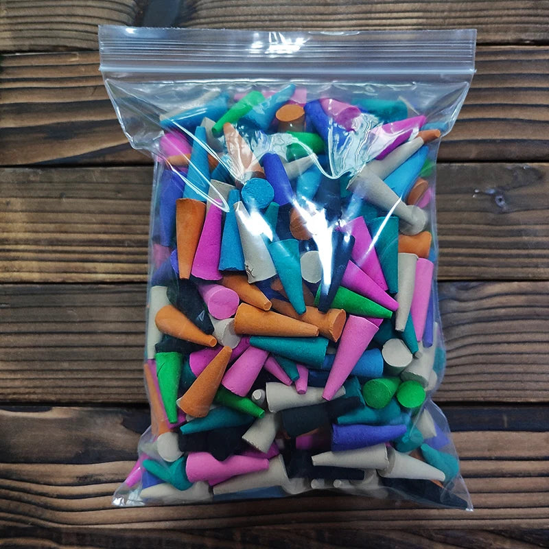 cônes d'encens multicolores traditionnels anti odeur salon yoga méditation aromathérapie sac rangement support encens