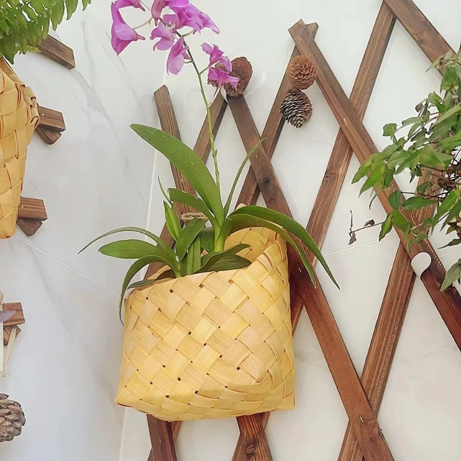 panier suspendu tressé naturel rustique boho chic cordelette paniers muraux rangement decorationintérieur