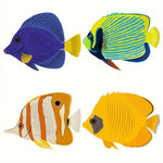 décorations murales poissons bois couleurs violet jaune orange rayures adhésif double face illustration chambre
