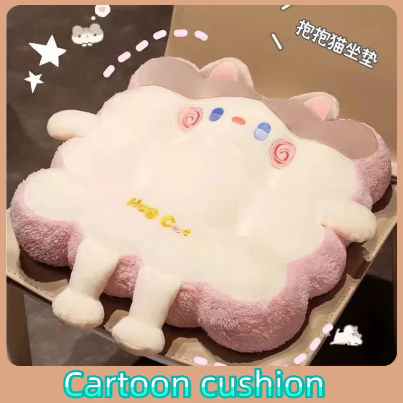 coussin doux chaton blanc rose gris cartoon non amovible mousse pe tissu éponge ruban