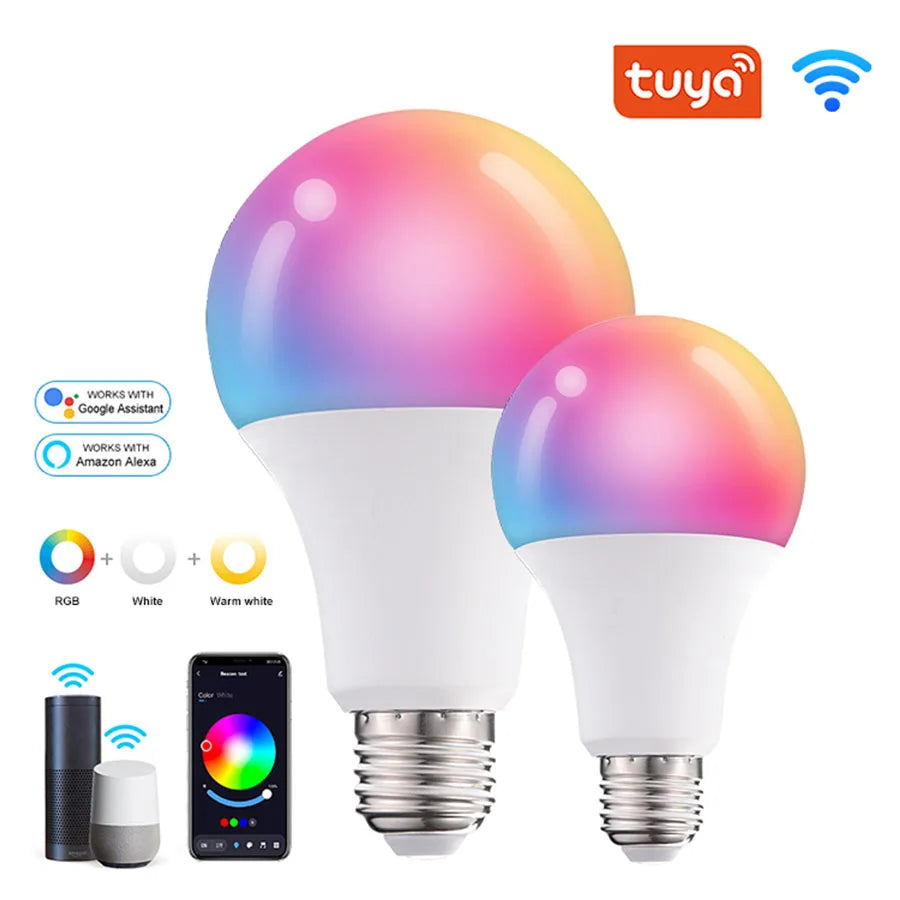 ampoules led intelligentes e27 10w 15w 20w blanc multicolore moderne smart alexa google