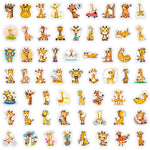 stickers girafes mignonnes dessin animé orange marron blanc bleu rose vert jaune adhésifs vinyle