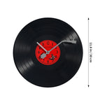 horloge murale moderne rétro vinyle noir rouge disque illustré salon chambre decoration wall clock
