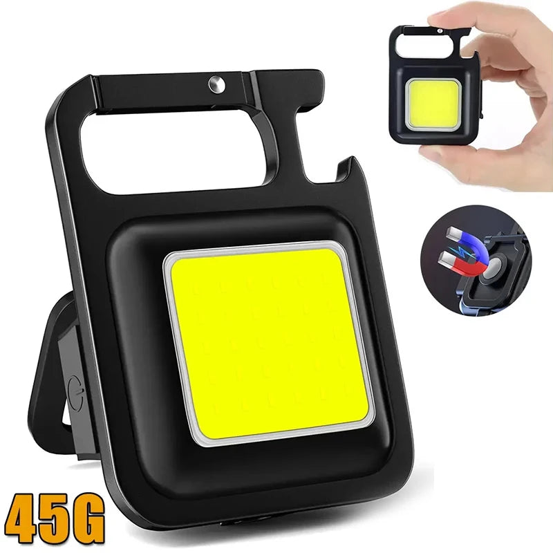 lampe torche led rechargeable clips aimant porte clés noir bleu jaune COB tactile type
