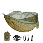 hamac nylon double taille vert olive bleu uni moderne moustiquaire sac rangement ceinture sécurité