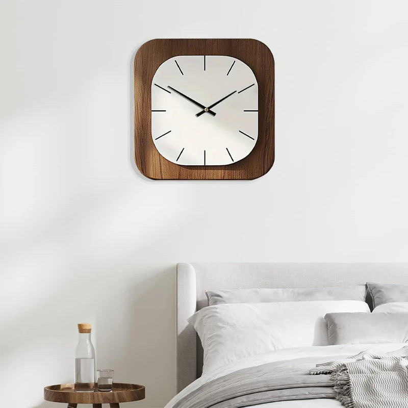 horloge murale acrylique moderne cadre bois noir aiguille quartz visage unique chambre salon decoration