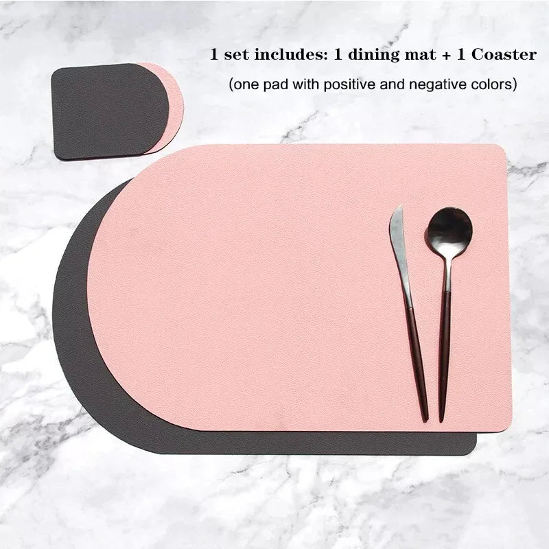 tapis table moderne cuir noir orange rose gris antidérapants résistants chaleur facile nettoyer