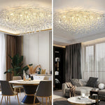plafonnier led moderne cristaux transparents argentés élégants éclairage intérieur nordique suspension