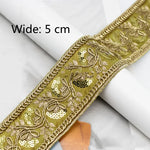ruban decoratif brode floral paillettes dorées sequins blanc polyestere ecologique