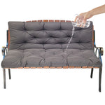 coussin balançoire extérieur gris capitonné imperméable rubans fixation banc jardin moderne